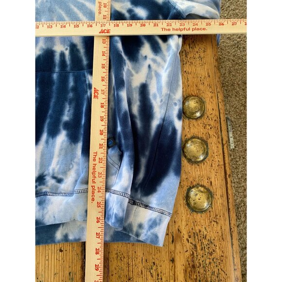 Monument Tie-Dye Navy Mens Hoodie Large Relaxed Fit Pullover Cotton Blend - Picture 7 of 7